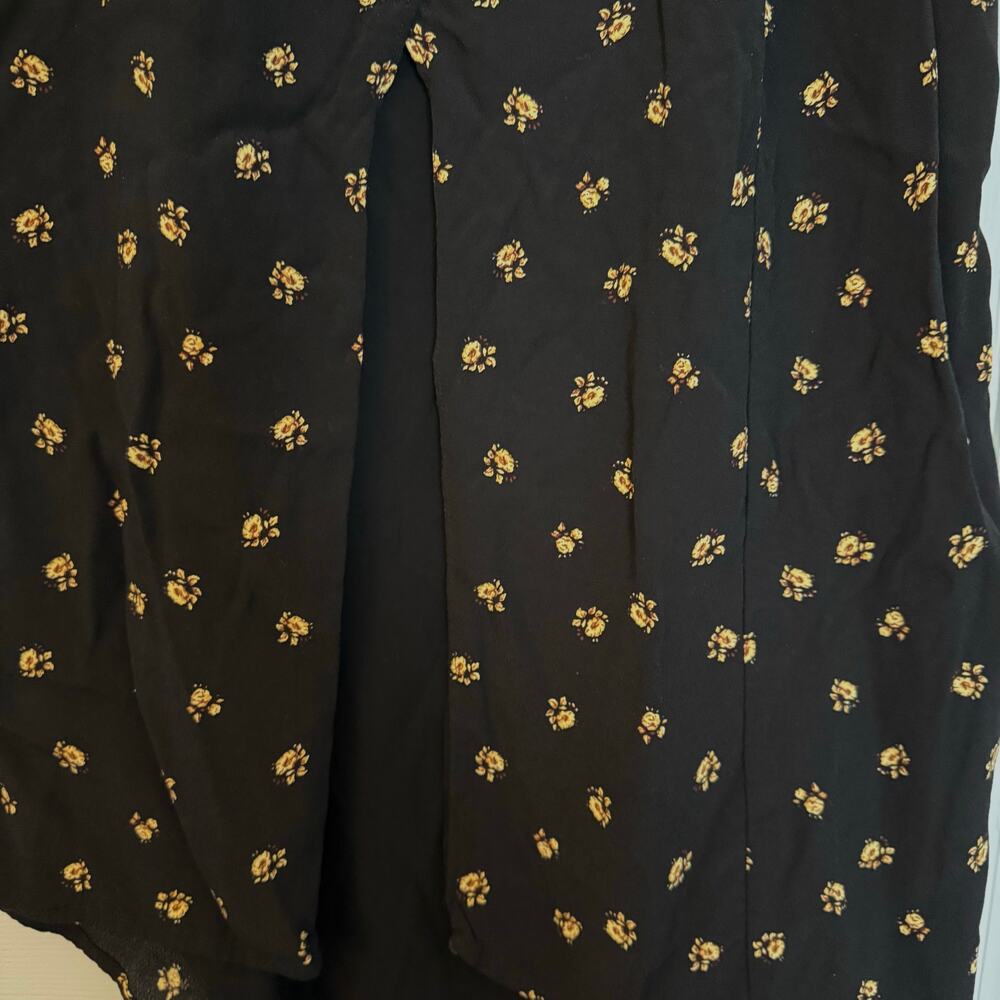 Abercrombie & Fitch Skirt Women’s SP Black Micro Floral Asymmetrical Button Maxi - Picture 4 of 6